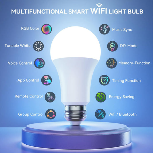 Auxmir Smart LED Bedside Lamp Multicolor 2 Pack Dimmable Touch Control Night Light USB Rechargeable
