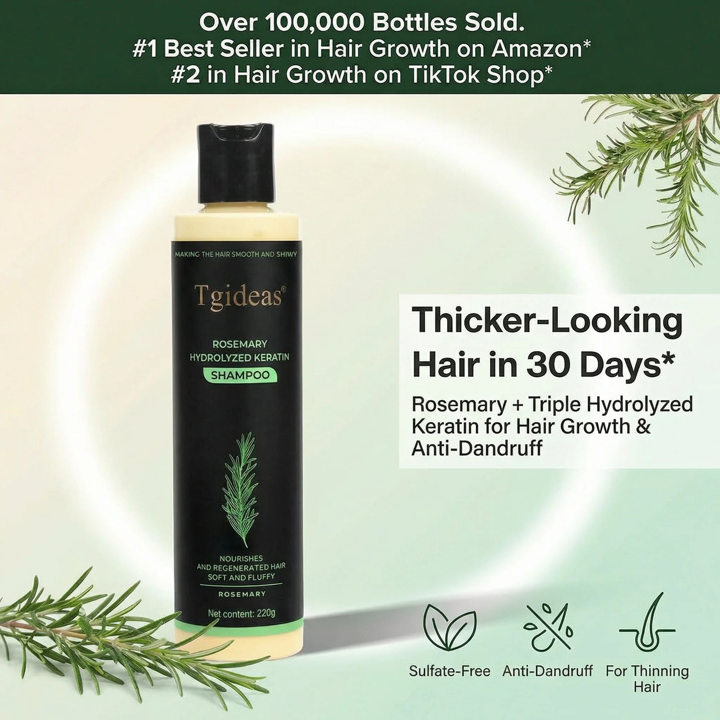 Tgideas Rosemary Shampoo | Hair Growth & Anti-Dandruff Scalp Treatment