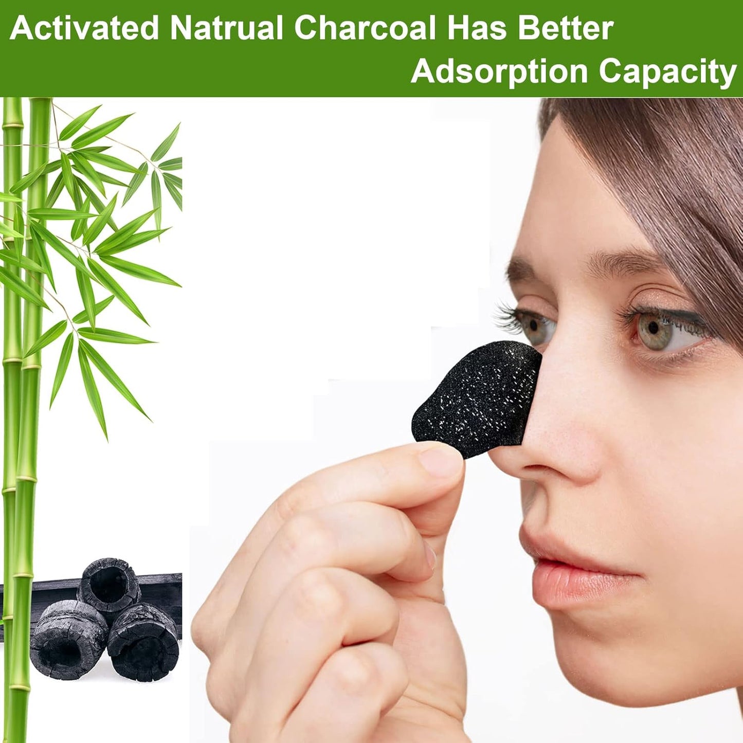 ELAIMEI Pore Strips, 80 Pcs, Natural Charcoal Blackhead Remover Strips for All Skin Types