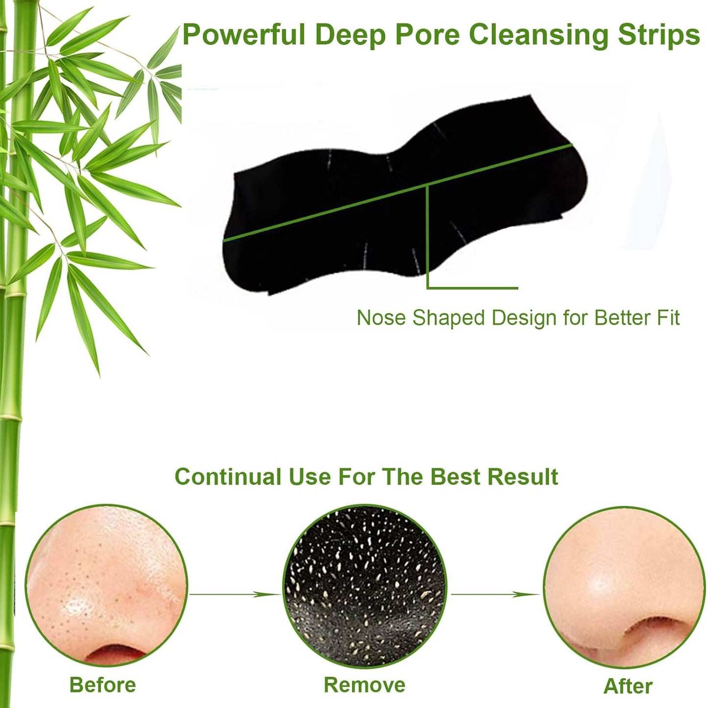 ELAIMEI Pore Strips, 80 Pcs, Natural Charcoal Blackhead Remover Strips for All Skin Types
