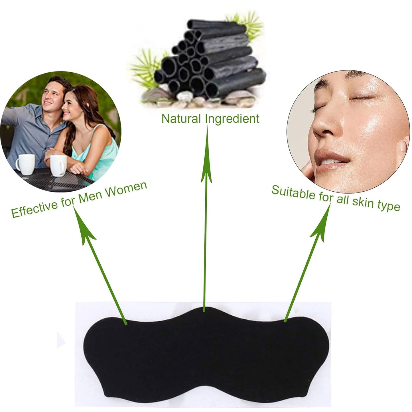 ELAIMEI Pore Strips, 80 Pcs, Natural Charcoal Blackhead Remover Strips for All Skin Types